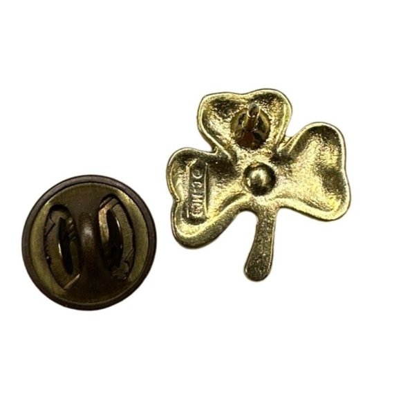 Gold Tone Irish Clover Green Gem Lapel Pin Trading Pin Irish Blessing St. Patric - Picture 4 of 5